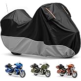 Aeyocoli Waterproof Motorcycle Cover 420D Heavy Duty with Side Top Box Compatible with Harley Davidson Touring,Touring Ultra Limited Road King Street Glide Road Glide Electra Glide(116" x 47" x 53")