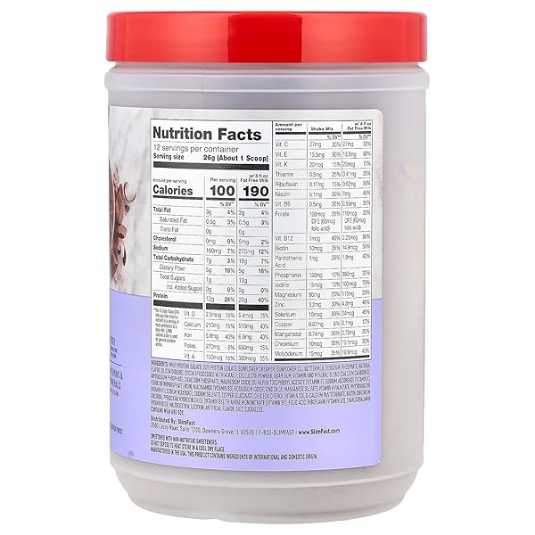 SLIMFAST ADVANCED NUTRITION CREAMY CHOCOLATE SMOOTHIE MIX – WEIGHT LOSS MEAL REPLACEMENT – 20G PROTEIN – 11.4 OZ. CANISTER – 12 SERVINGS – PANTRY FRIENDLY