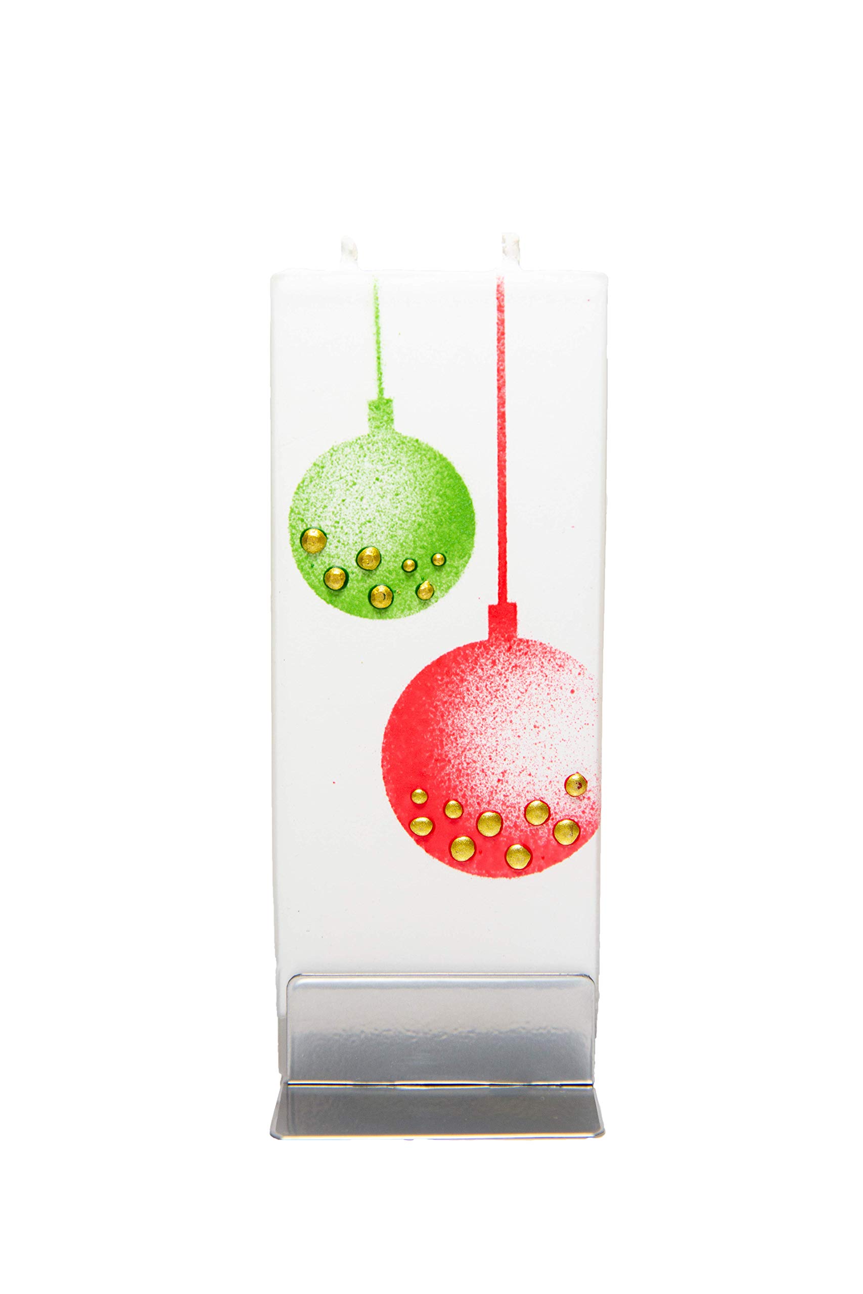 Flatyz Flat Candle Holiday balls green & red. Hand-made, Odourless. Burning time 3-4 hours, 2.4”x 0,4"x 5.9" size