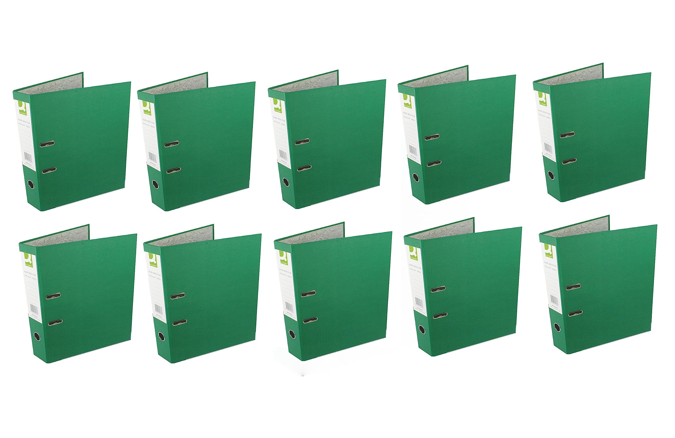 Q-Connect Lever Arch File Paperback Foolscap Green (Pack of 10) KF20032