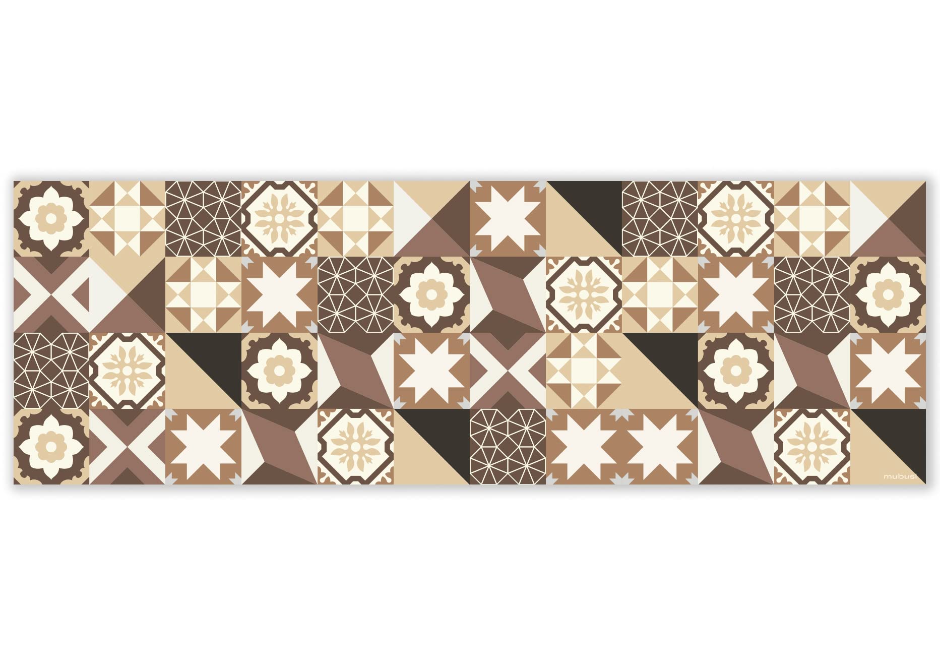 mubusi Brown Port Vinyl Rug 60 x 180 cm – Vinyl Kitchen Rug – Non-Slip and Fireproof Living Room Rug – Large Rugs – PVC Rugs