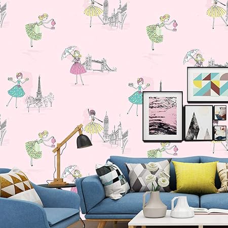 Papel pintado autoadhesivo, color rosa, PVC, para pared, cocina, a