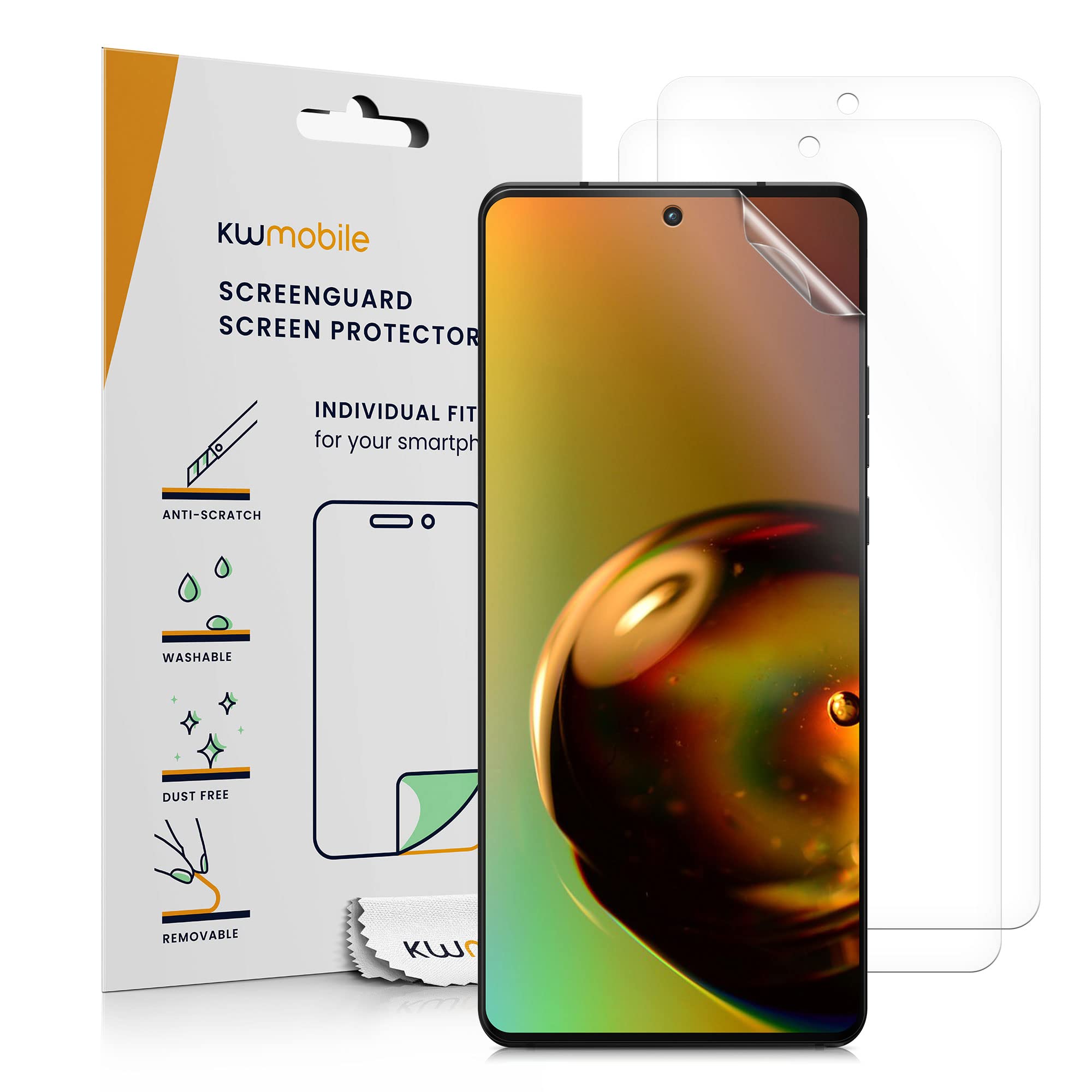 kwmobile Screen Protectors Compatible with Motorola Edge 30 Ultra Screen Protector - 3x Ultra-Clear Transparent Phone Films
