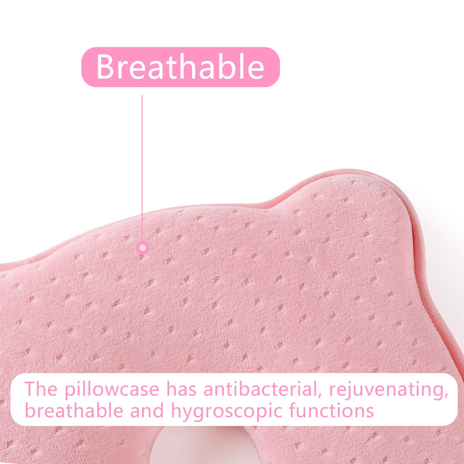 Baby Head Shaping Pillow for Newborn Baby/Supportive Memory Foam Infant Pillow to Prevent Flat Head,Best Perfect for 0-12 Months Baby (Pink)