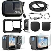 FitStill PU Mini Carrying Case Silicone Sleeve Rubber Protective Case for Go Pro Hero 13 Black,Housing Case Replace Battery S