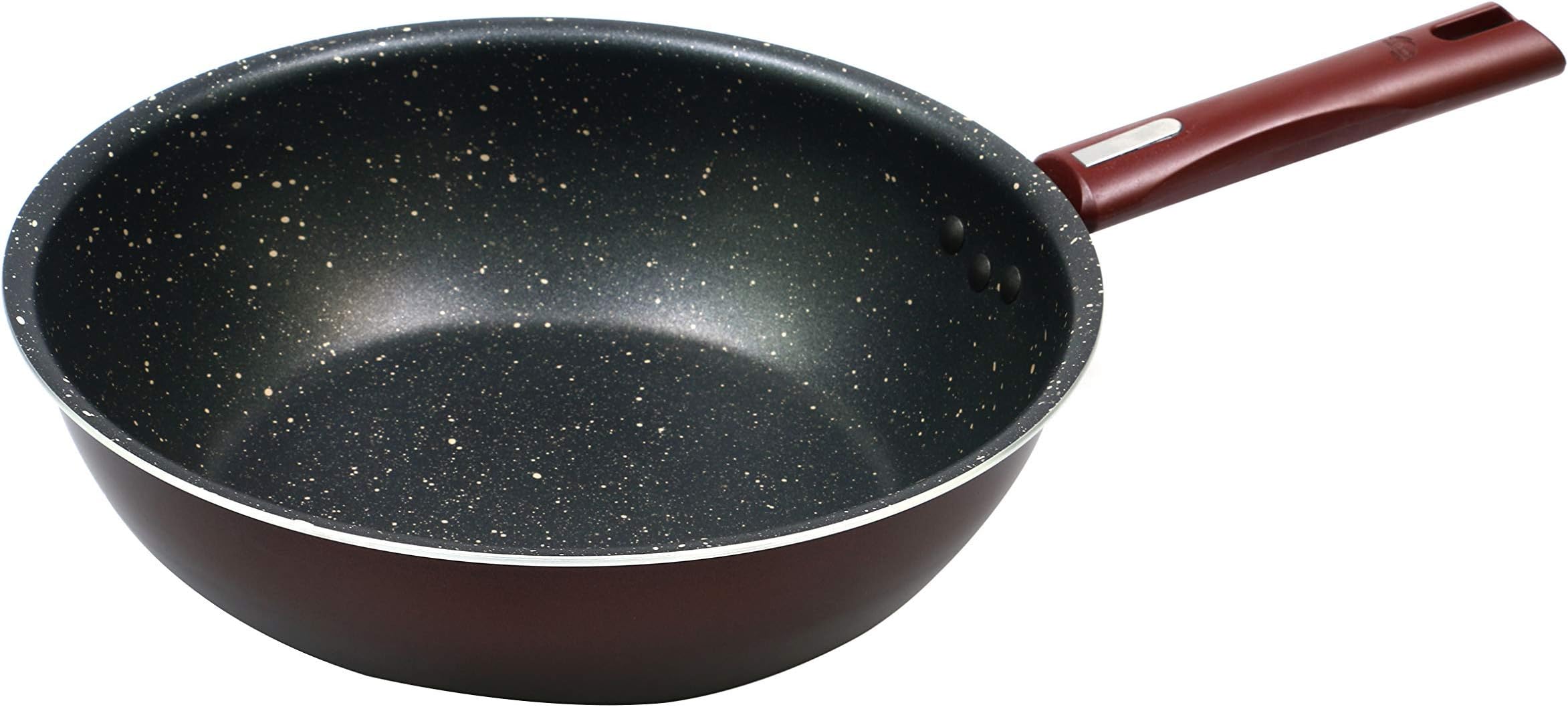 Nirlep Bajaj Electricals Selec+ J Class Aluminium 2.8 L 24 Cm Non Stick Induction Wok, 2.6 mm - Maroon