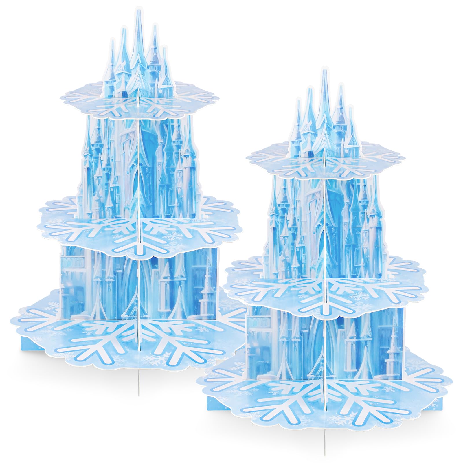 Photo 1 of 2 Pack Frozen Birthday Party Decorations Frozen Cupcake Stand 3 Tier Snowflake Cupcake Holder Winter Wonderland Decorations for Girls Kids Birthday Princess Party Holiday New Year Christmas Supplies