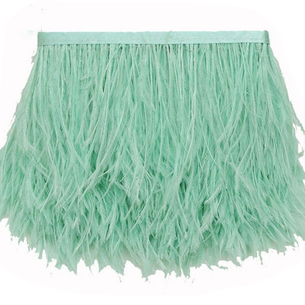 KOLIGHT Pack of 1.8m Natural Dyed Ostrich Feathers (9~12cm) Trim Fringe for DIY Dress Sewing Crafts Costumes Decoration (Pale-Green)