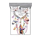 Ambesonne Feather Fitted Sheet & Pillow Sham