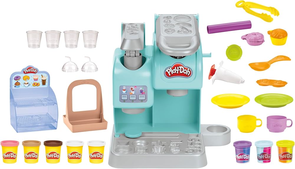 Play-Doh Kitchen Creations Super Colourful Cafe Play Food 20 Accessories 8 Pots