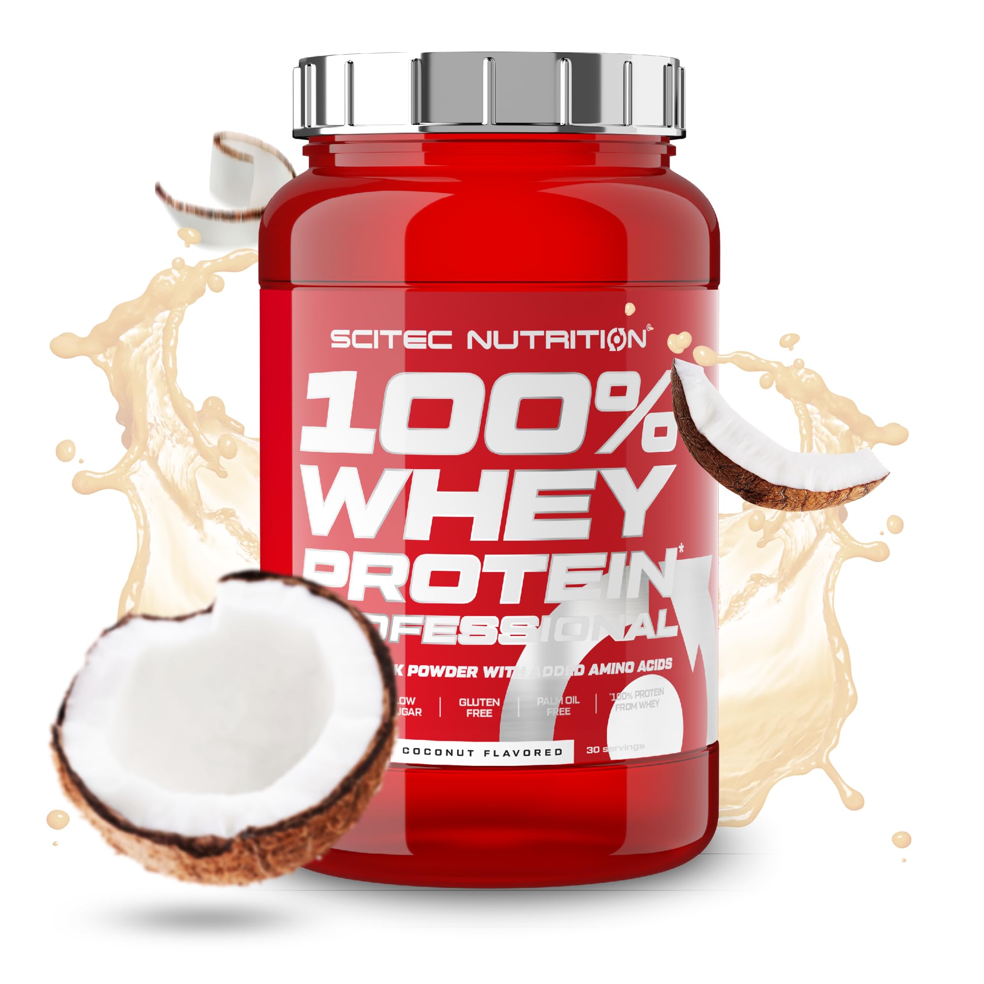Scitec Nutrition 100% Whey Protein Professional โ Enhanced with Extra Amino Acids & Digestive Enzymes โ Gluten-Free โ Palm Oil Free, 920 g, Coconut โ image 1