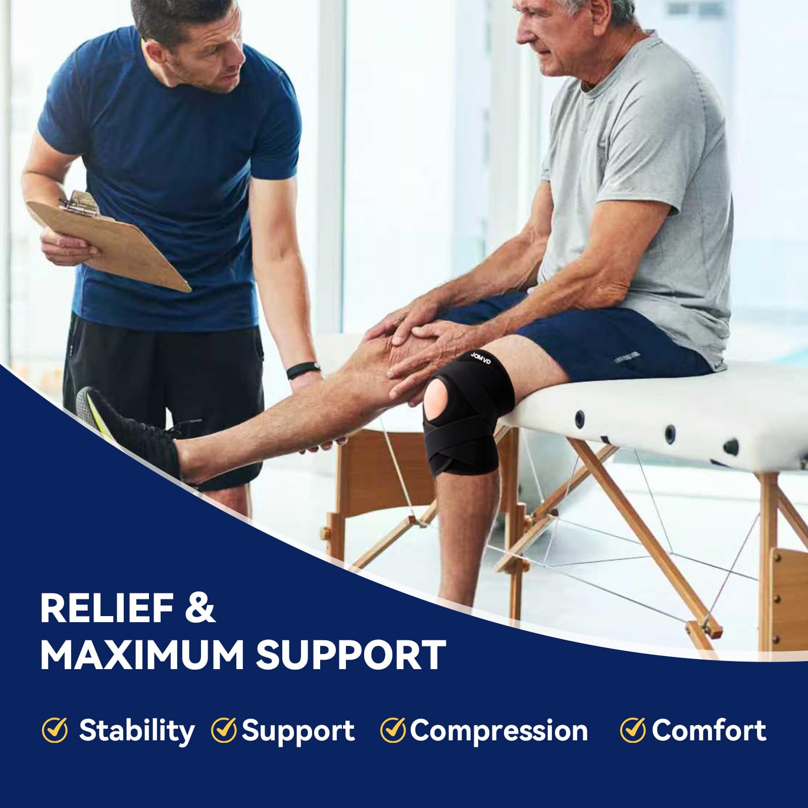 Knee Brace for Knee Pain, Meniscus Tear, Adjustable Knee Support with Side Spring Stabilizers for Meniscus Tear, Arthritis, Patella Stability, Knee Pain Relief, Women and Men, Medium