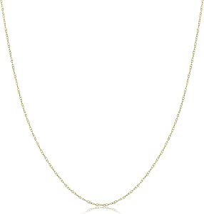 Solid 14K Yellow Gold 0.7mm Thin Round Cable Chain (16 inch)