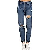luvamia Boyfriend Jeans for Women Stretch High Waisted Ripped Distressed Mom Jeans Slim Denim Pants