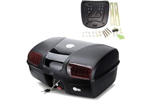 Mingting Universal Motorcycle Rear Top Box Tail Trunk Luggage Case,47 Litre Hard Case with Mounting Hardware, Black