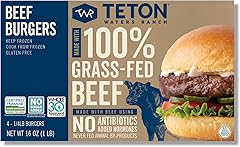 Teton Waters Ranch 100% Grass-Fed Beef Burgers, Frozen Burger Patties, No Sugar, No Antibiotics or Added Hormones, Gluten Fre