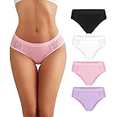 Avidlove Underwear for Women Sexy Low Rise Hipster Floral Trim No Show Bikini Panties 4 Pack