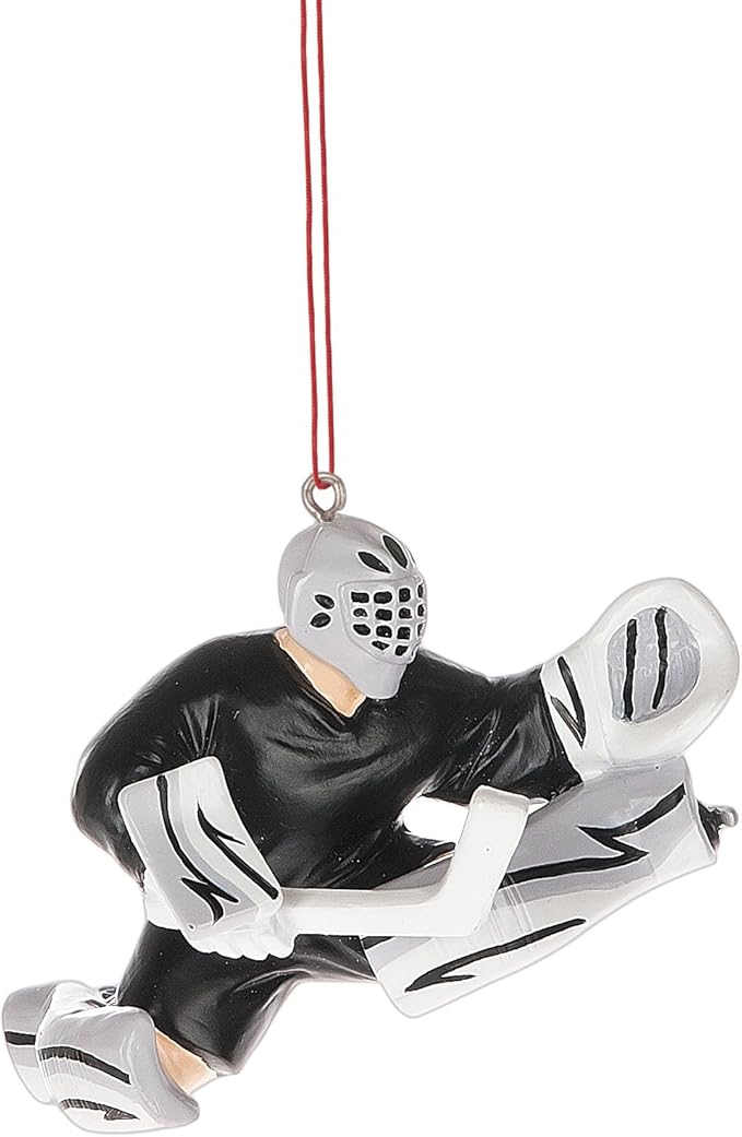 Hockey Goalie in Gear Resin Stone Christmas Ornament