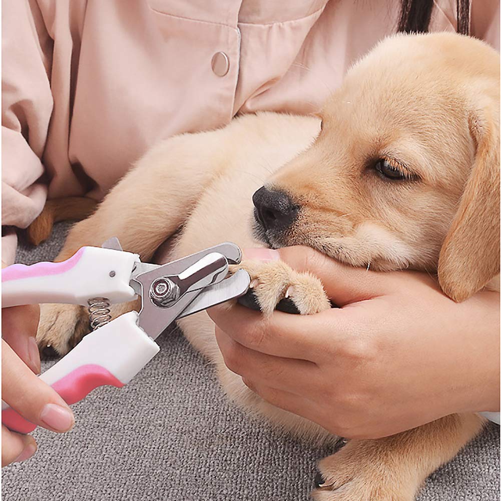 tuxepoc Pets Dog and Cat Nail Clippers,Dog Combs for Grooming (Pink-White)