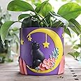 GUGUGO Moon Cat Cute Flower Pots, Unique Rainbow Planter with Drainage, Vintage Retro Colorful Flower Plant pots for Indoor Plants, Eclectic Succulent Gardening Pot for Home Décor (A, Purple, 5Inch)