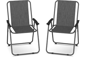 UDPATIO Patio Folding Chairs Set of 2, Lightweight Portable Patio Chair with Sturdy Steel Frame and Weather-Resistant Textilene Fabric, Black
