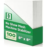 HBI No Show Mesh Embroidery Stabilizer Sheets, Cut Away, 8 x 8 in, 100 Pk | medium weight invisible cutaway mesh, no show thr