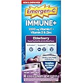 Emergen-C Immune+ Triple Action Immune Support Powder, BetaVia (R), 1000mg Vitamin C, B Vitamins, Vitamin D and Antioxidants, Elderberry – 18 Count