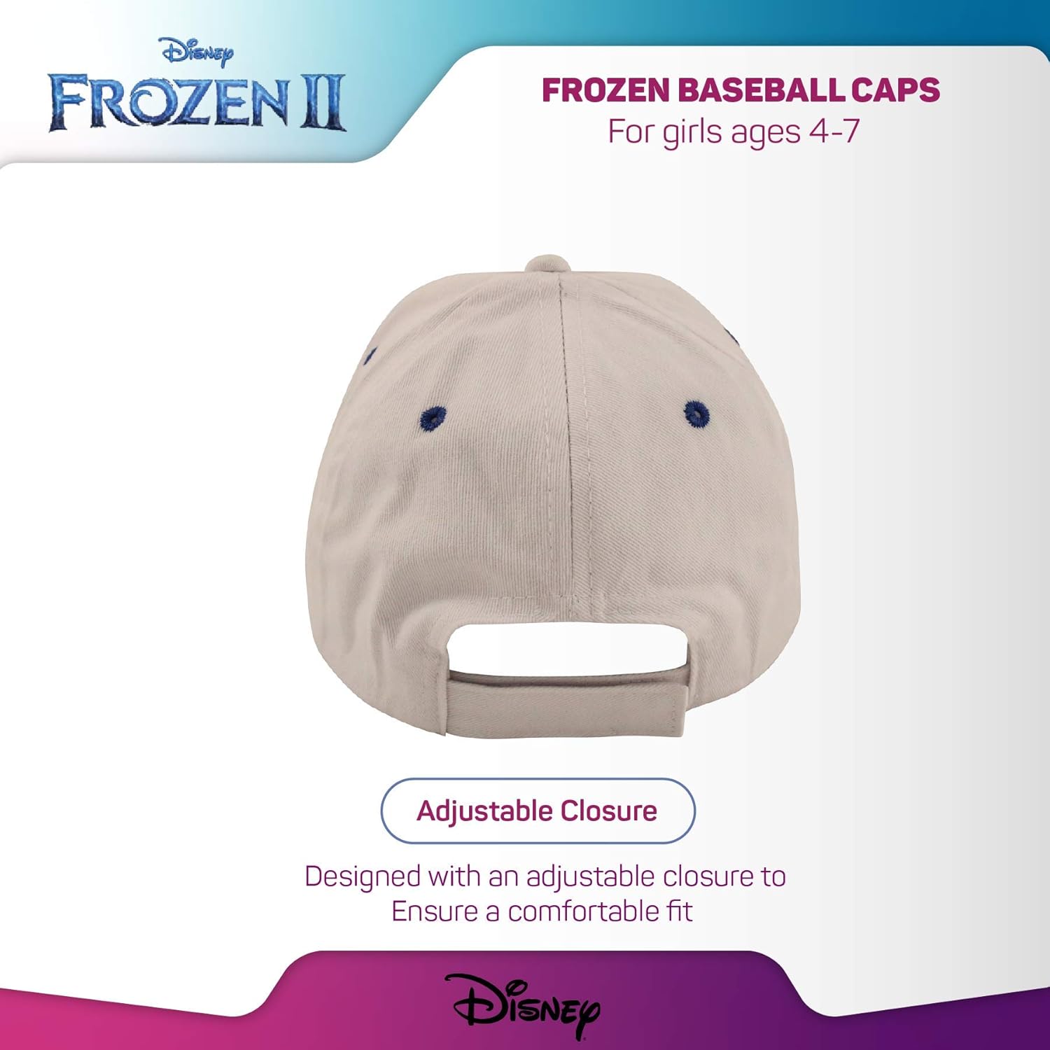 Disney Kids Hat, Elsa and Anna Baseball Cap for Girls Ages, White/Purple, Age 4-7: Clothing