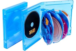 BOATISLE Blu-ray/DVD/CD Multi Case 8 Tray (Holds 8 Discs) 20mm Replacement Box, Discs Holder Blue Transparent, 2Pack BD Case Hold 16 Discs