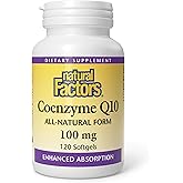 Natural Factors Coenzyme Q10 - Antioxidant Support Supplement Supports Cellular Energy Production - Better Absorption Aids Healthy Heart Function - 100 mg, 120 Softgels (120 Servings)