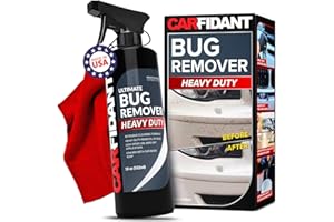 Carfidant Bug Remover Heavy Duty Spray - Cars Exterior Cleaner - Easily and Powerful Clean Bug Splatter, Bird Poop From Paint, Plastic, Rubber, Metal, Chrome, Glass - 18 fl. oz.