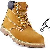 Jacata Work Boots For Men Steel/Soft Toe Non Slip Rubber Sole Resistant Utility Oil Mens Industrial Construction Boots