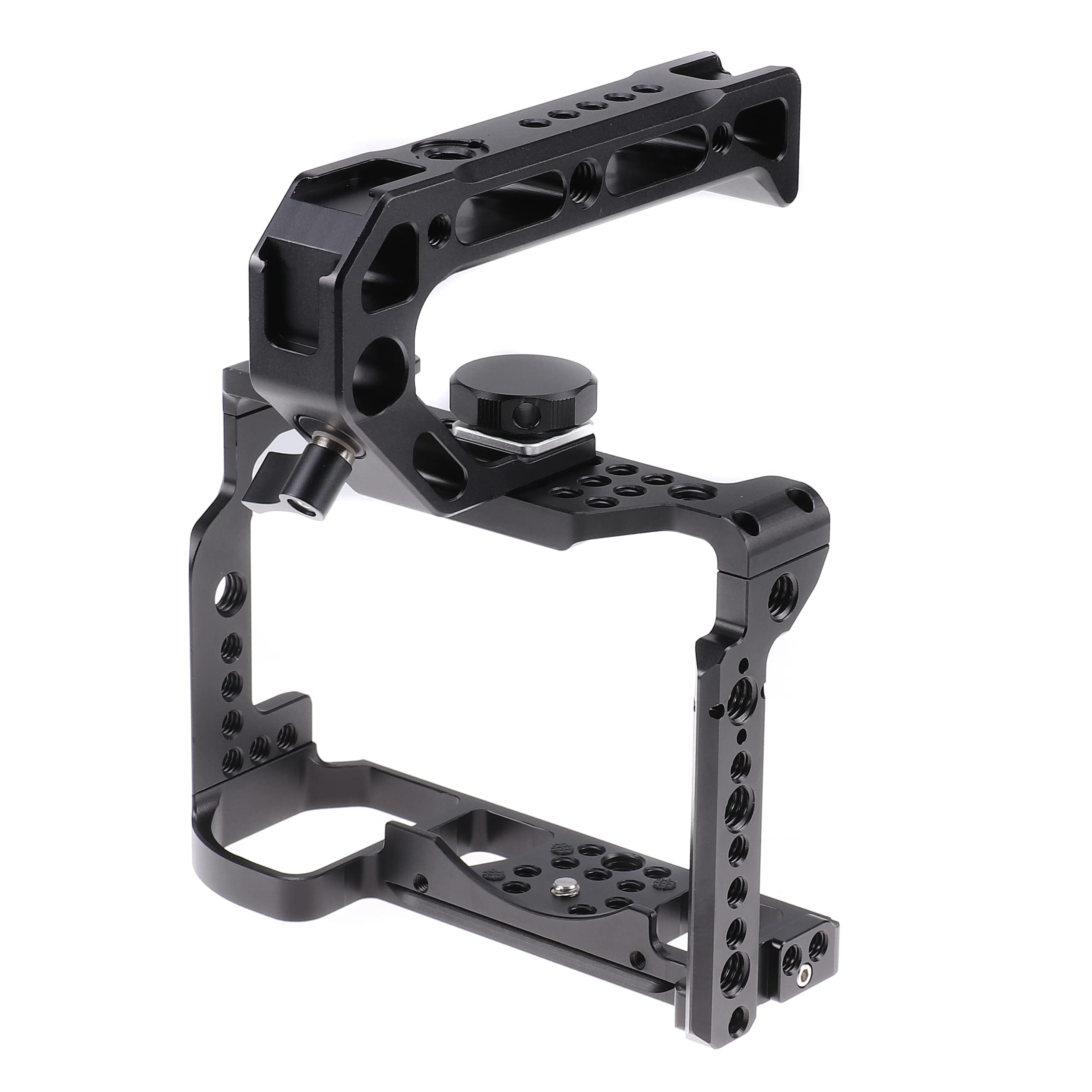 FOTGA SFDB1100 Camera Cage Video Film Making Stabiliser Rig Aluminium Alloy with Handle Top Cold Shoe and 1/4 Inch 3/8 Inch Screws for Nikon Z5/Z6/Z7/Z6II/Z7II