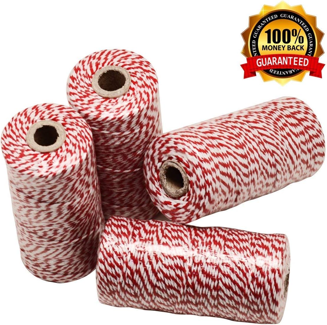 HOKI Cotton Bakers Twine Red & White 100M (328 Feet), Packing String, Durable Rope for Gardening, Decoration, Tying Cake and Pastry Boxes, DIY Crafts & Gift Wrapping, for Art and Craft : Office Products