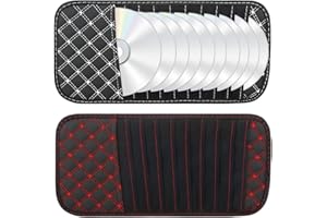 PASDUCHAS 2 PCS CD Visor Holder for Car, Black Non-Woven Cloth & Pu Leather Large Capacity Visor CD Holder