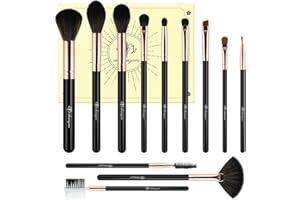G-TEXNIK Makeup Brushes 12Pcs Makeup Kit,Foundation Powder Brush Eyeshadow Brush Concealers Blush Face Make up Brushes Set with Premium Premium Gift Box(12Pcs,Bright Black)