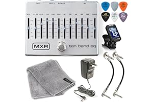 MXR M108S Ten Band EQ Dual Output True Bypass Effects Pedal 10-BAND Equalizer w/Tonebird ECB004, Patch Cable, Picks, Polishing Cloth Bundle