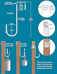 Mars-Rock Over the Door Hooks 4Pcs L=5.5" Fit 1