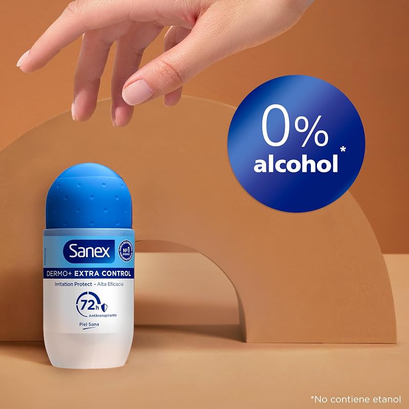 Dermo+ Desodorizante Extra Control Antitranspirante Roll-On 72 Horas 50ml – proteção eficaz contra o suor e mau odor – dermatologicamente testado – contém 0% de álcool*