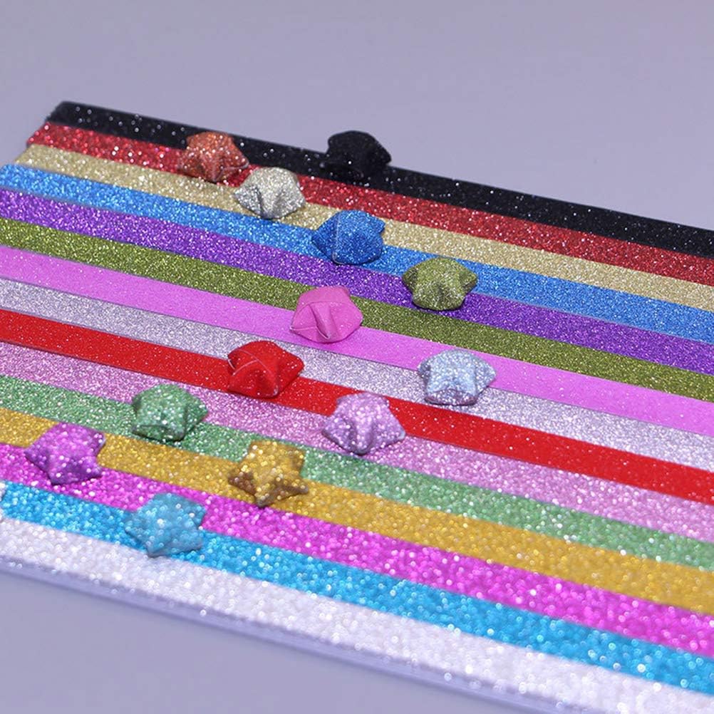 STOBOK 320pcs Glitter Origami Star Paper Strips Lucky Star Paper for DIY Craft (Mixed Color) - Image 5