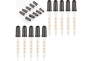 10 Pcs 1ml Eye Dropper Glass Pipette Dropper Ear Dropper with Accurate Measurement Rubber Head for Essential Oil Laboratory M