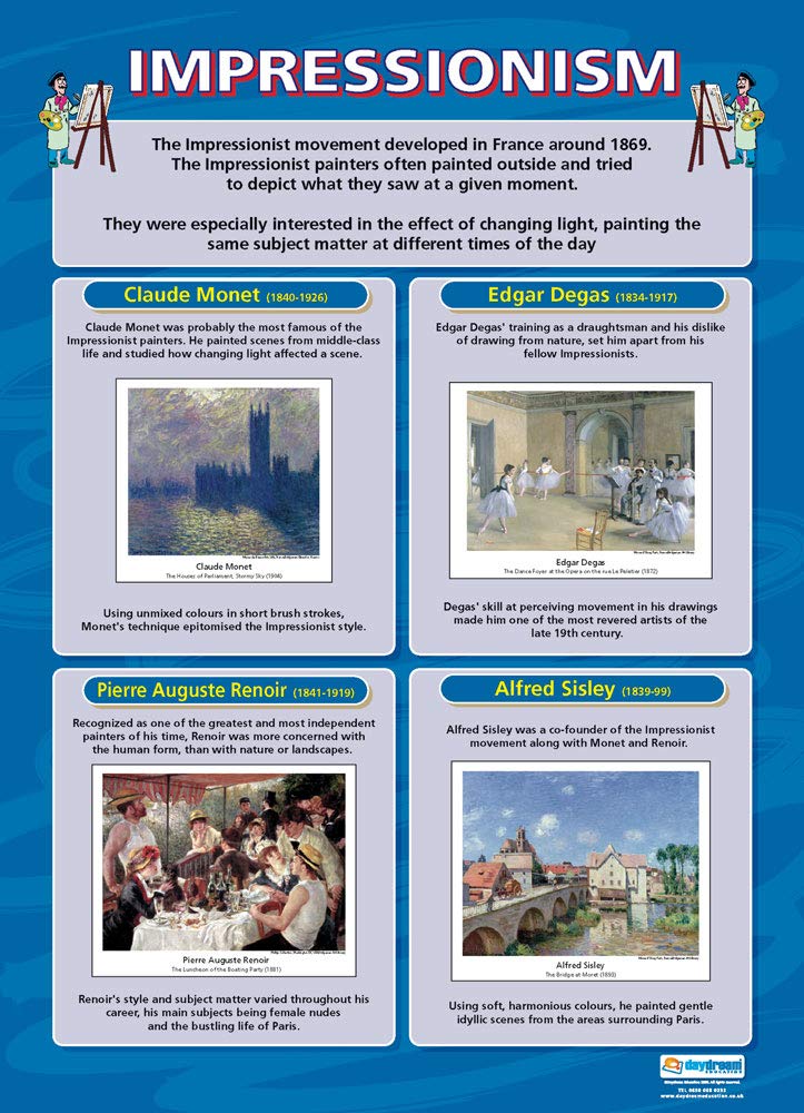 Impressionism | Art Posters | Laminated Gloss Paper measuring 850mm x 594mm (A1) | Art Class Posters | Education Charts by Daydream Education
