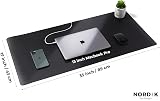 Nordik By Design Leather Desk Mat Cable Organizer Pebble Black 89x43cm view 6