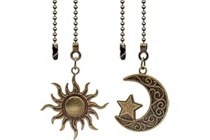 Akahttbn 2pcs Sun and moon pull chain extension for ceiling fans and lights, with Ball Chain Connector (Bronze)