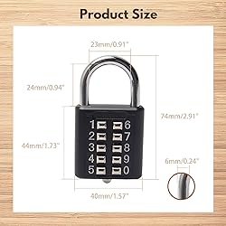 MroMax 3Pcs 10-Digit Combination Padlock, Push