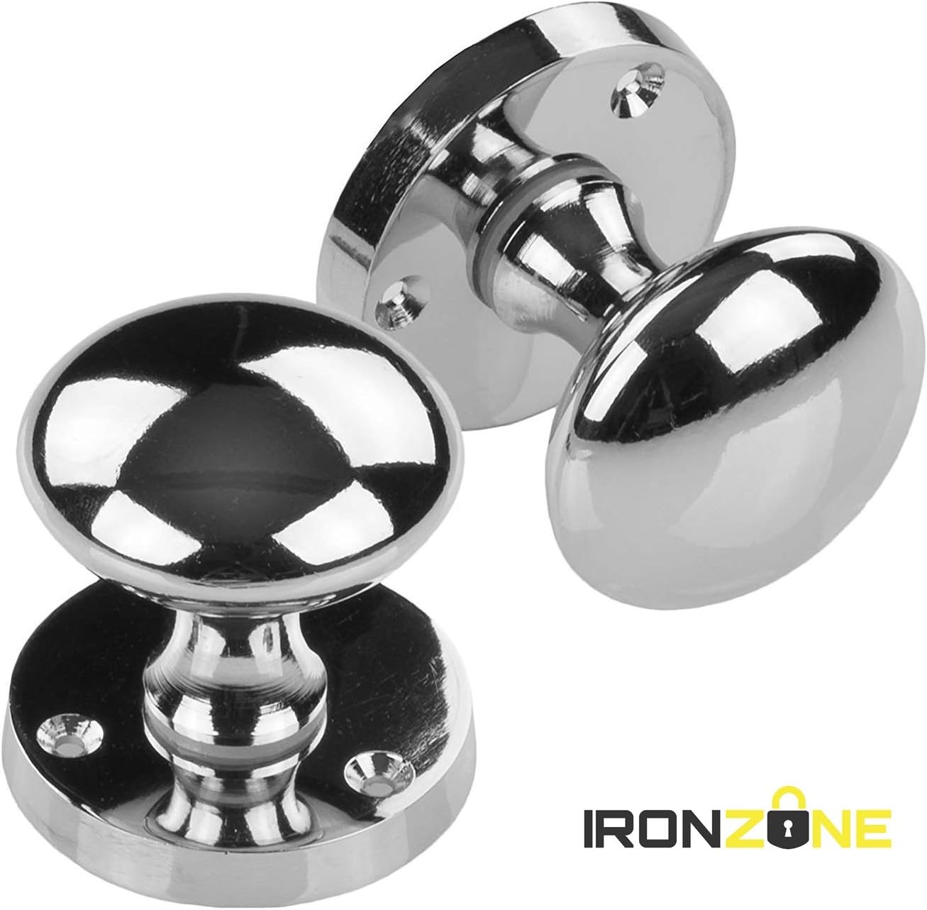 Mortice Sprung Chrome Door Knob Set Pack Pair (Knob Set) IRONZONE