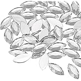 MECCANIXITY 100Pcs Acrylic Horse Eye Gems 12x25mm Flat Back Artificial Rhinestones for DIY Crafts Bead Wedding Party Face Painting Jewelry Making White