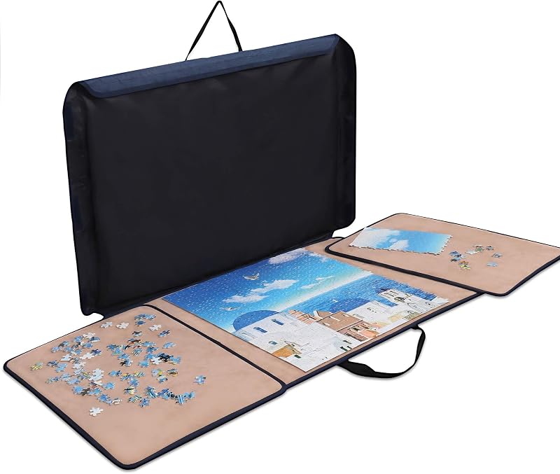 Becko US Jigsaw Puzzle Board 1000 Piece Portable Storage Case Non-Slip Khaki