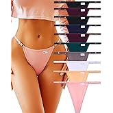 FINETOO 10 Pack Adjustable G String Thongs for Women Sexy Underwear Low Rise Womens Thong Cotton Panties for Ladies S-XL