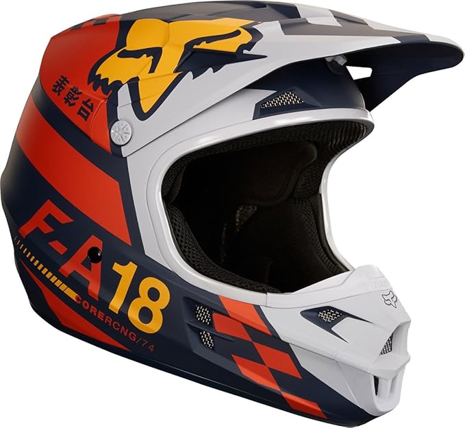 FOX V1 SAYAK Motocross Helm 2018 - orange weiss